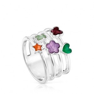Tous Weite Bold Motif With Gemstones Ring Silber | Österreich-NQCGPZ479