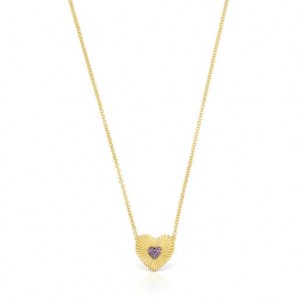 Tous With Rhodolite Heart Iris Motif Halskette Gold | Österreich-EBRHKY394
