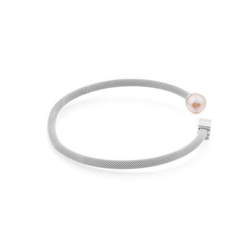 Tous 07cm Pearl Mesh Armband Silber | Österreich-URYQWK198