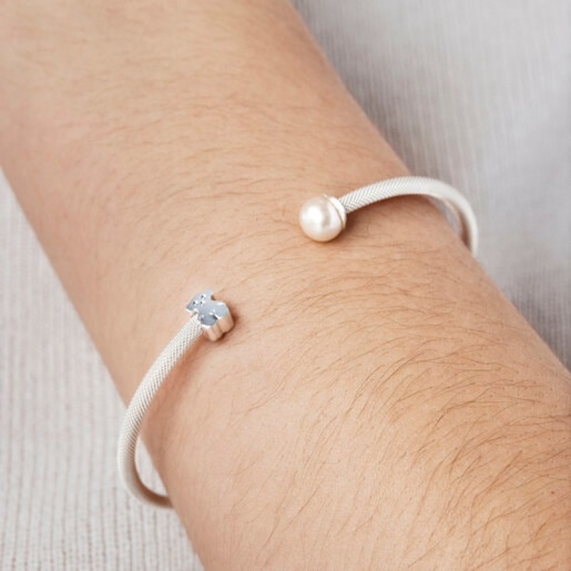 Tous 07cm Pearl Mesh Armband Silber | Österreich-URYQWK198