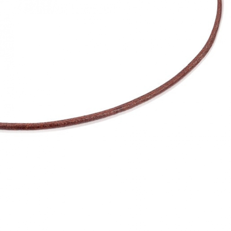 Tous 40 cm Brown 2 mm Leder Choker With Clasp Kettenriemen Dunkelrot | Österreich-SKUOEV075