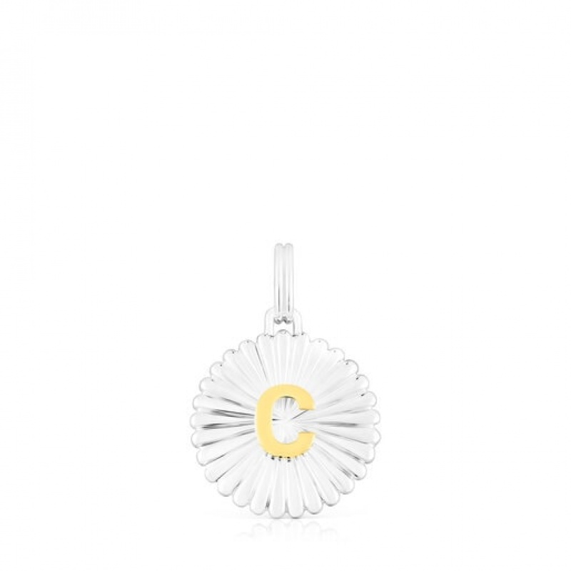 Tous Alphabet Letter C Medallion Anhänger Silber | Österreich-BDNVOL851