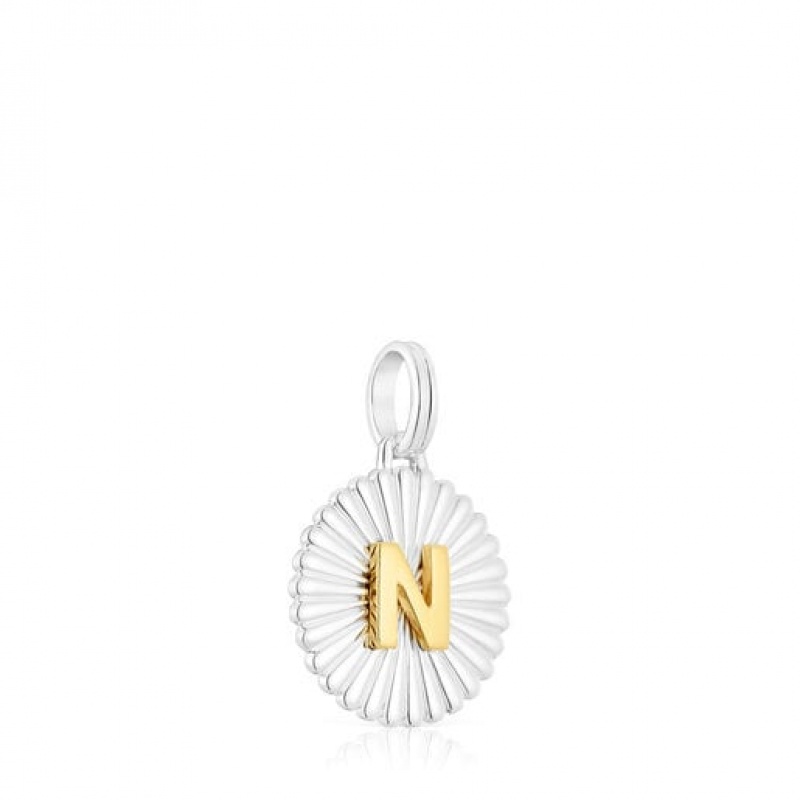 Tous Alphabet Letter N Medallion Anhänger Silber | Österreich-RCFITM645