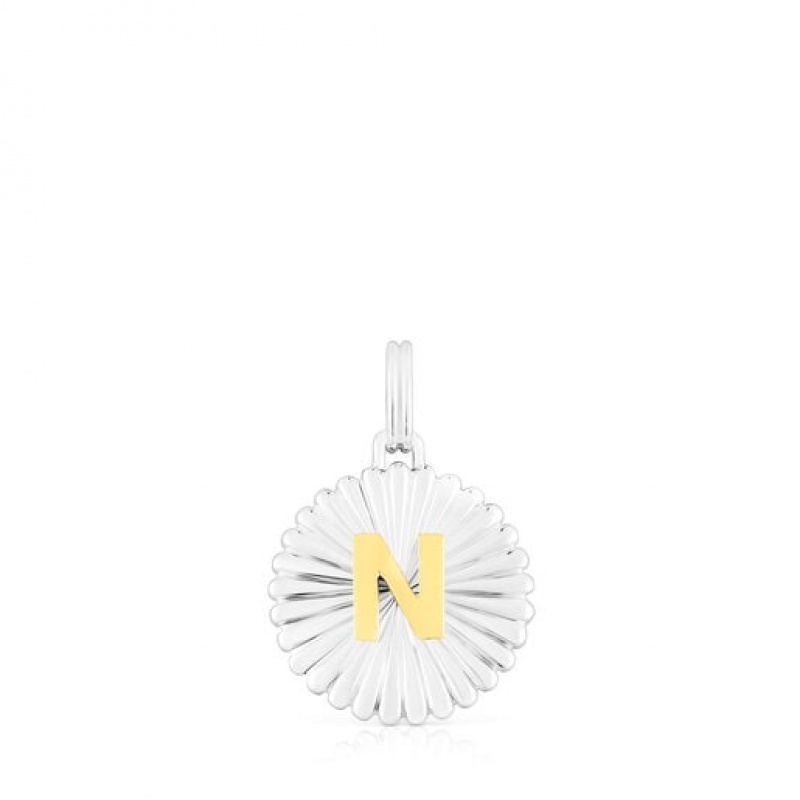 Tous Alphabet Letter N Medallion Anhänger Silber | Österreich-RCFITM645