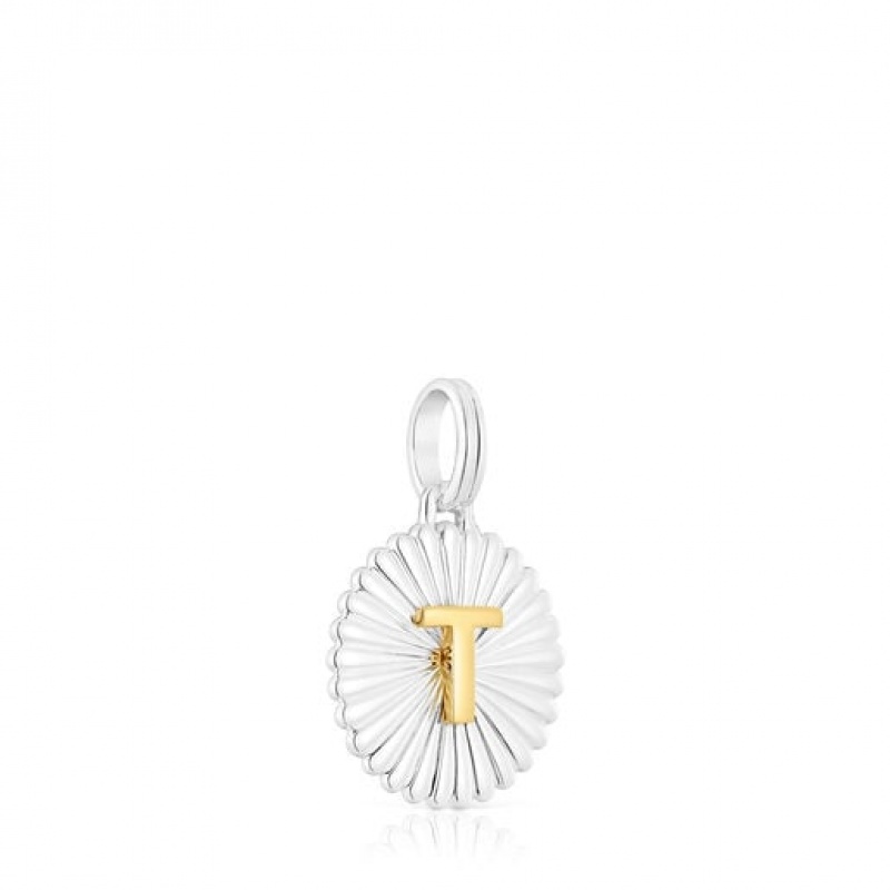 Tous Alphabet Letter T Medallion Anhänger Silber | Österreich-PTSBKG879