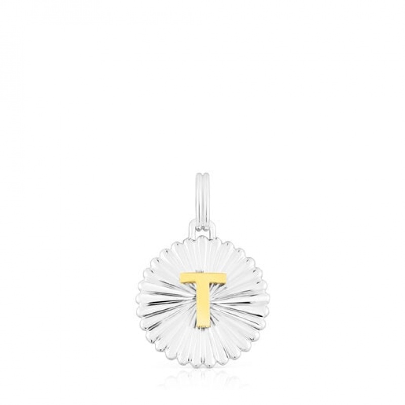 Tous Alphabet Letter T Medallion Anhänger Silber | Österreich-PTSBKG879