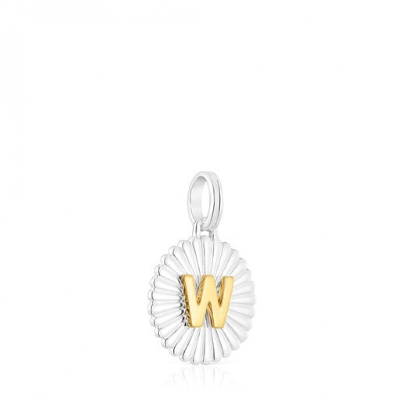 Tous Alphabet Letter W Medallion Anhänger Silber | Österreich-GAOBQY714