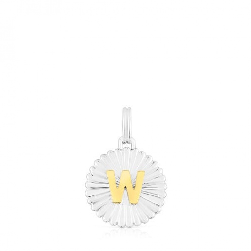 Tous Alphabet Letter W Medallion Anhänger Silber | Österreich-GAOBQY714