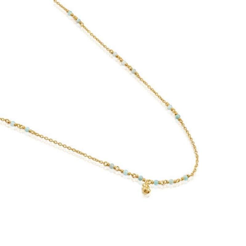 Tous Amazonite Bold Bear Halskette Gold | Österreich-WXDMFU928