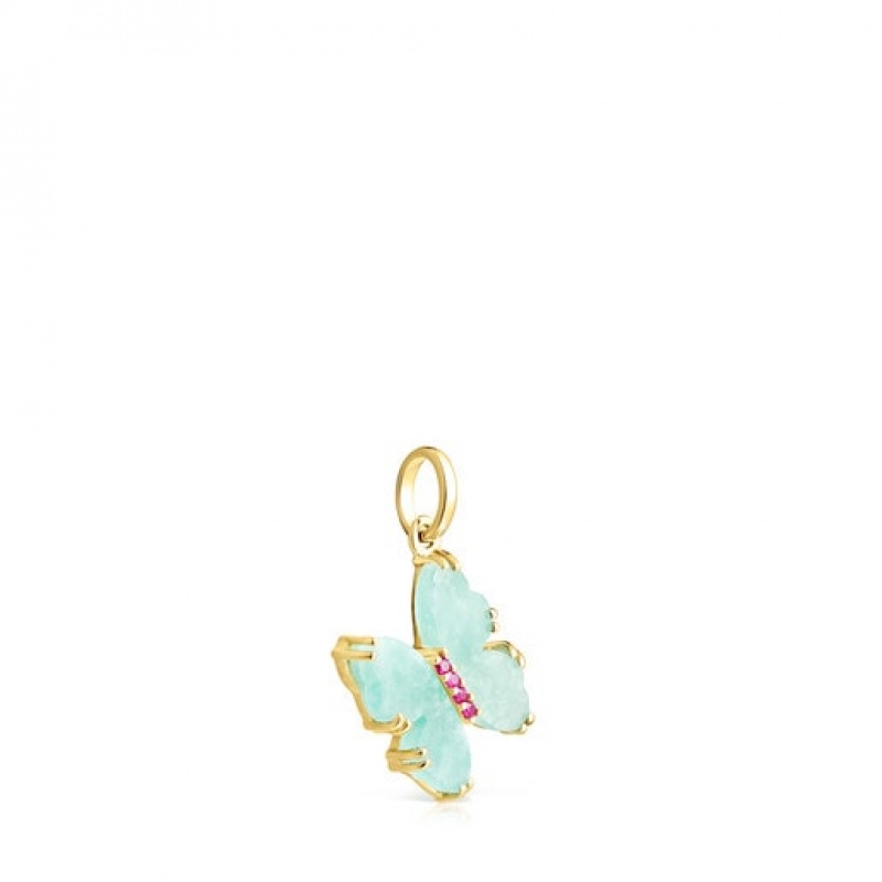 Tous Amazonite Ruby Vita Butterfly Anhänger Gold Hellblau | Österreich-DTPKCO714