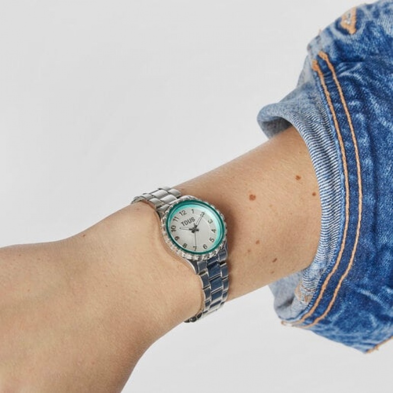 Tous Analogue With Steel Wristband Mint Aluminum Inner Bezel Mini T Bear Uhren Silber | Österreich-CIEHYL794