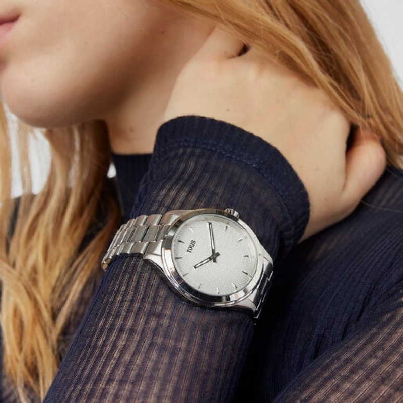 Tous Analogue With Steel Wristband T Logo Uhren Silber | Österreich-NLHGMX462