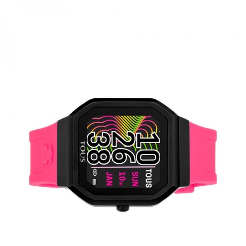 Tous B Connect With Fuchsia Silikon Riemen Smartwatches Rosa Schwarz | Österreich-BNOLPS071