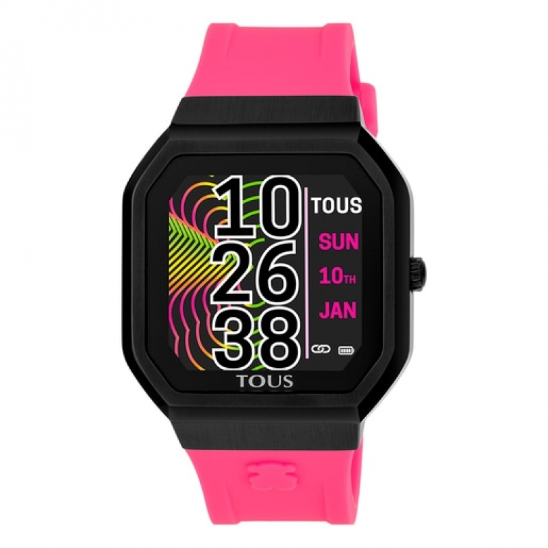 Tous B Connect With Fuchsia Silikon Riemen Smartwatches Rosa Schwarz | Österreich-BNOLPS071