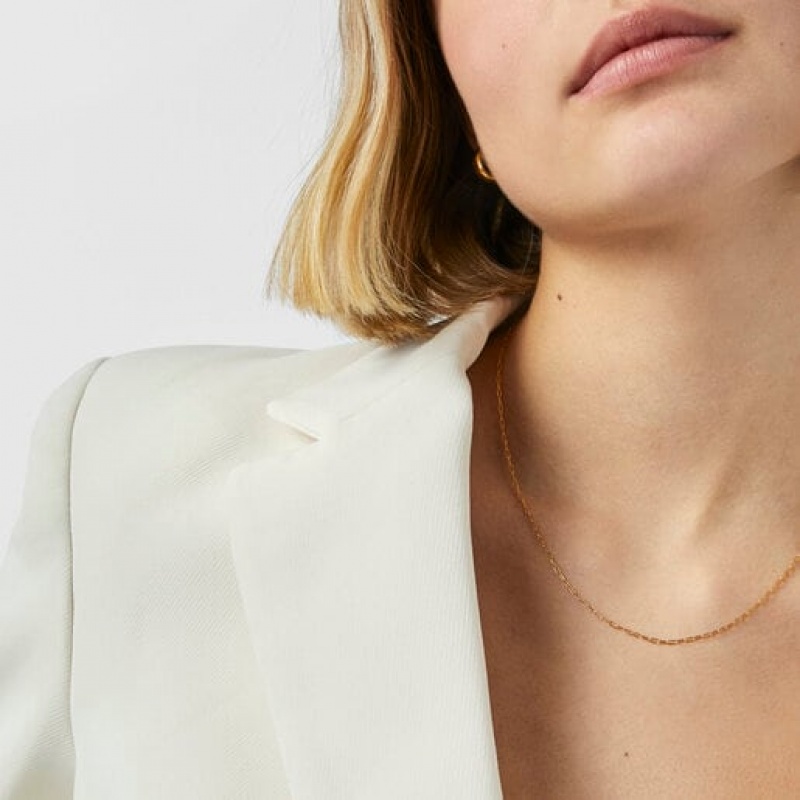 Tous Basics Rectangular Link Choker Kettenriemen Gold | Österreich-RHWVCF271