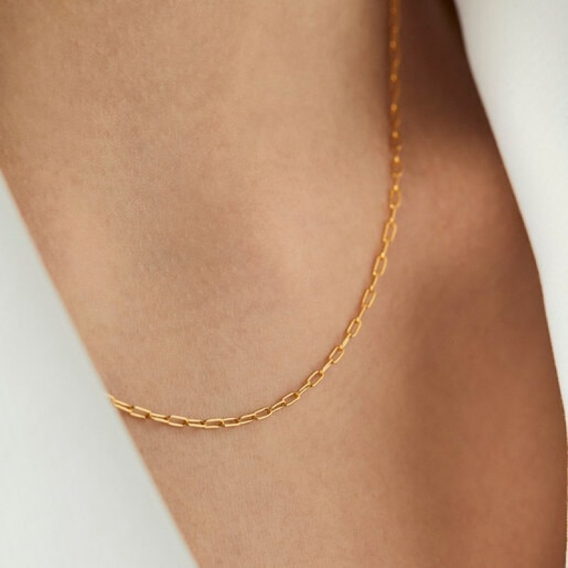 Tous Basics Rectangular Link Choker Kettenriemen Gold | Österreich-RHWVCF271
