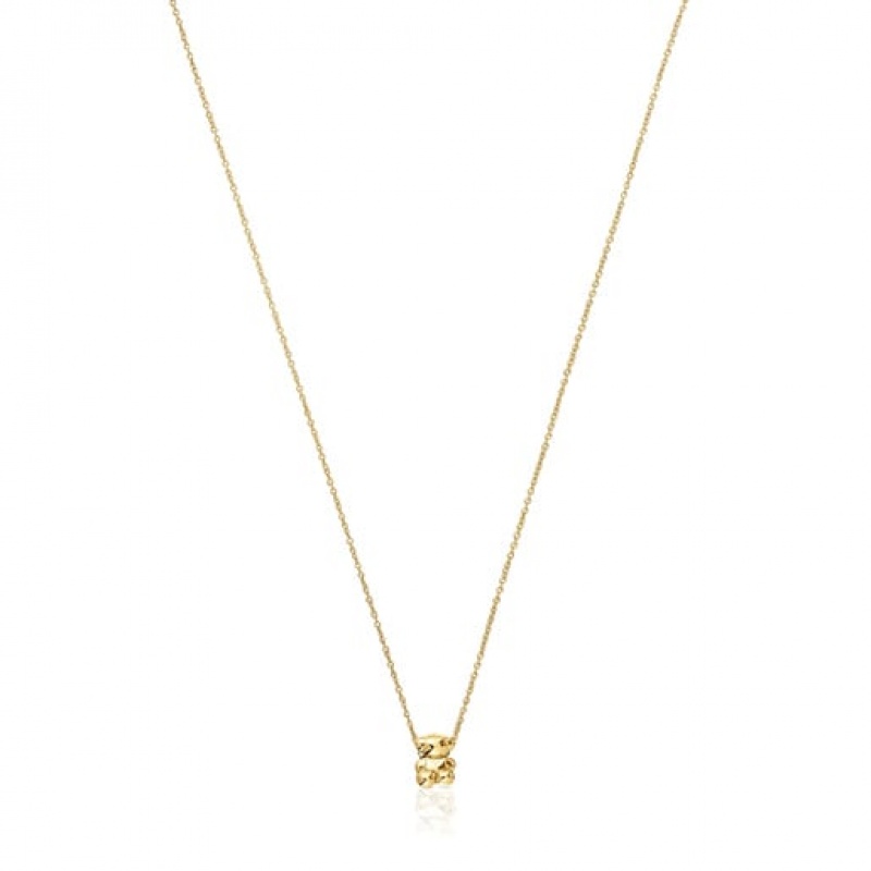 Tous Bear Charm Bold Bear Halskette Gold | Österreich-UFLBEH560
