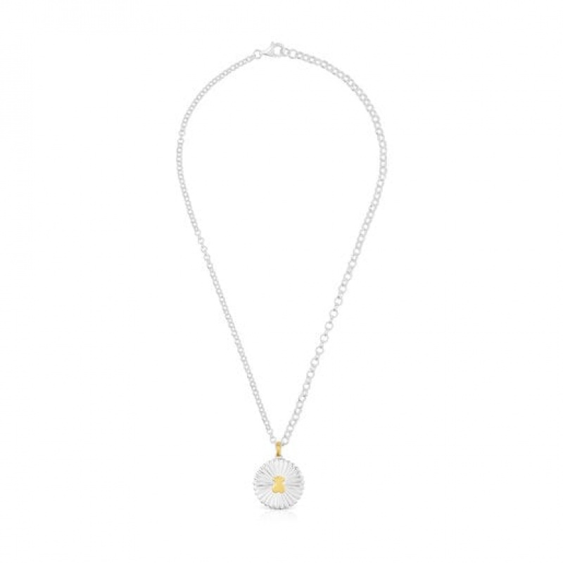 Tous Bear Iris Motif Halskette Silber Gold | Österreich-JOBZXR692