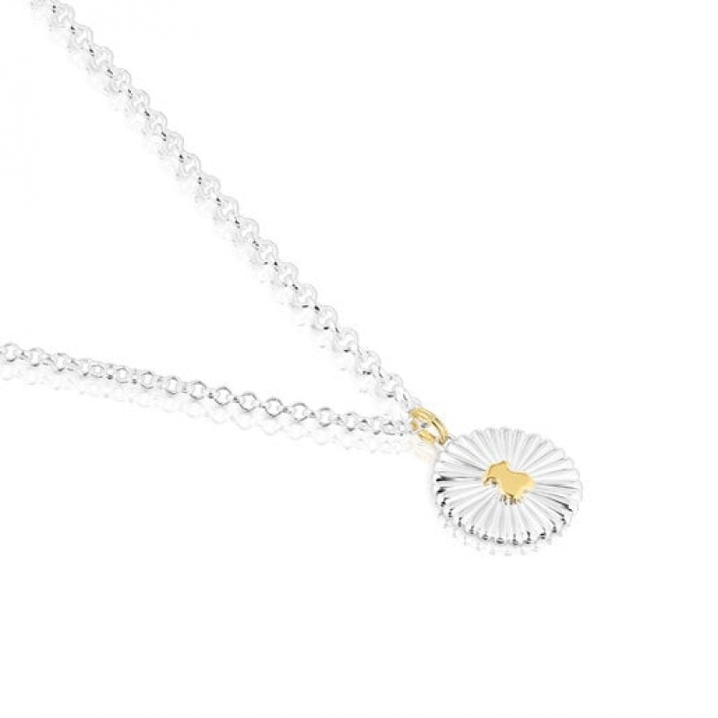 Tous Bear Iris Motif Halskette Silber Gold | Österreich-JOBZXR692