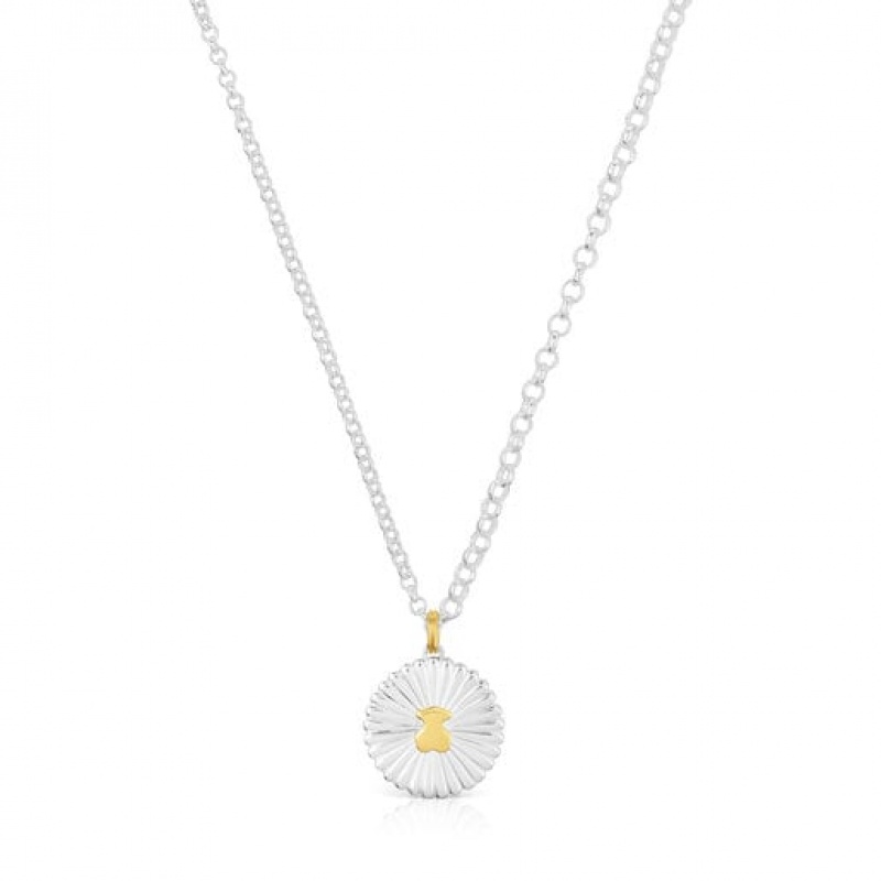 Tous Bear Iris Motif Halskette Silber Gold | Österreich-JOBZXR692
