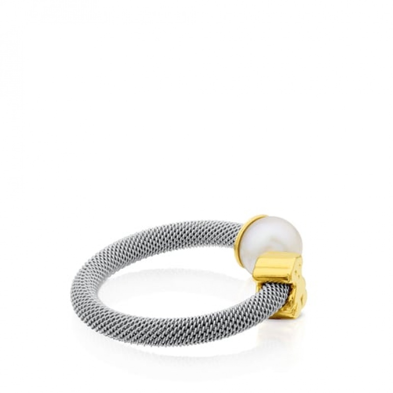 Tous Bear Motif Icon Mesh Ring Silber Gold | Österreich-LTQVEI025