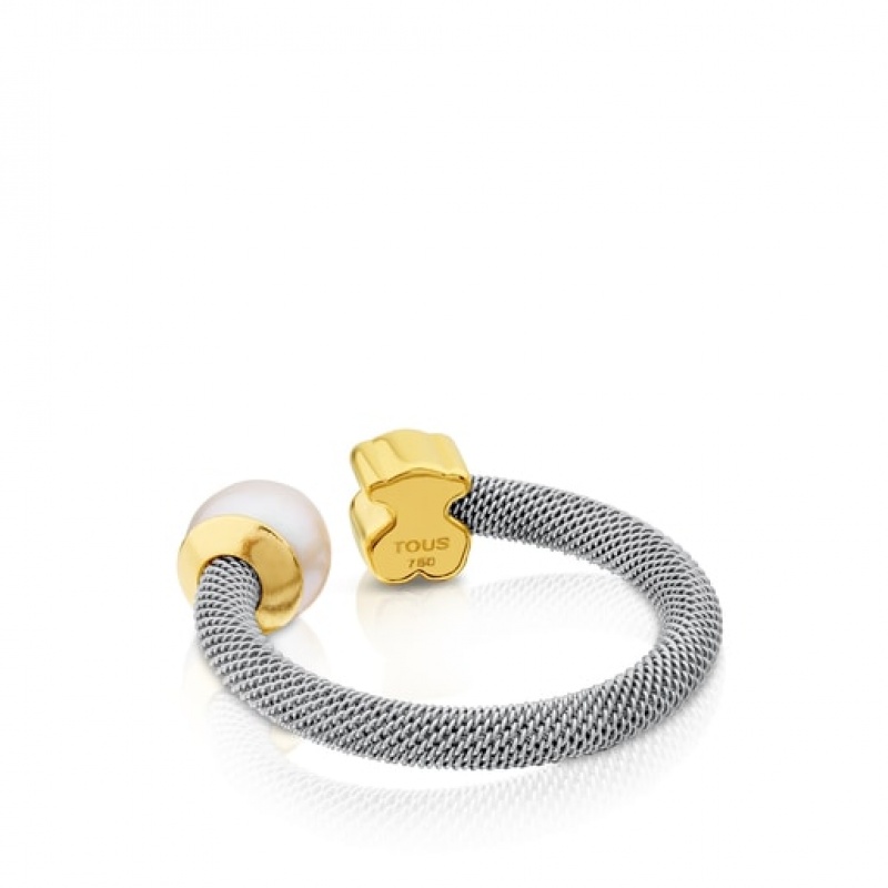 Tous Bear Motif Icon Mesh Ring Silber Gold | Österreich-LTQVEI025