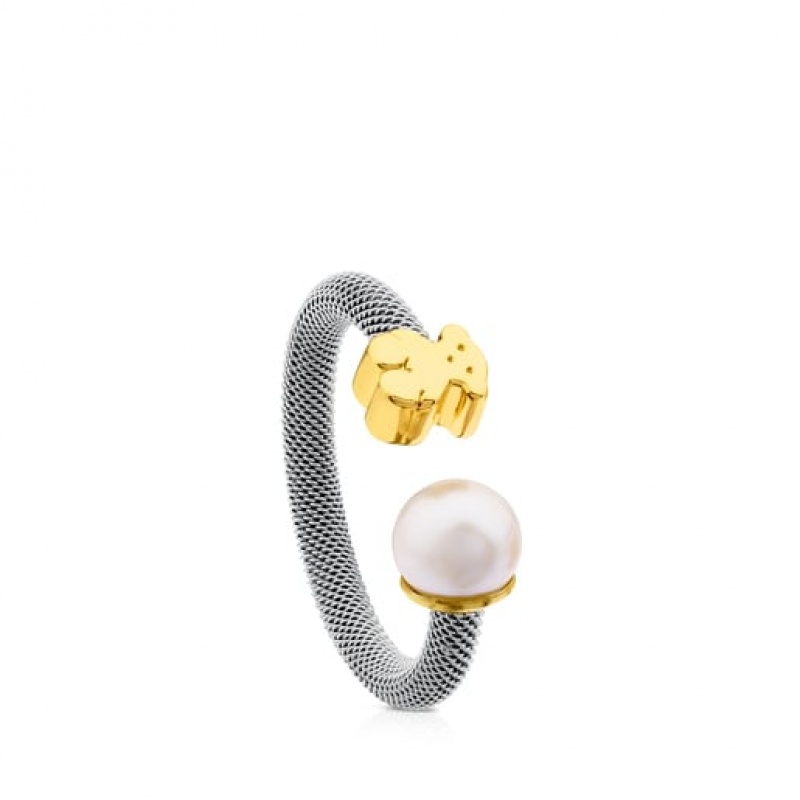 Tous Bear Motif Icon Mesh Ring Silber Gold | Österreich-LTQVEI025