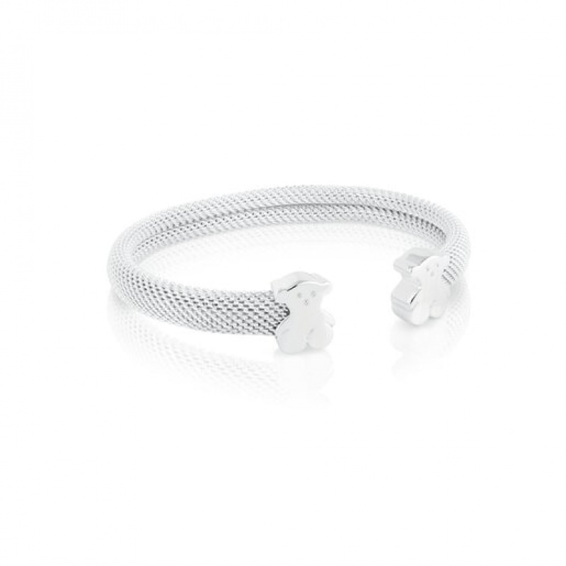 Tous Bear Motifs 07x04cm Mesh Armreif Silber | Österreich-XMSPLC609
