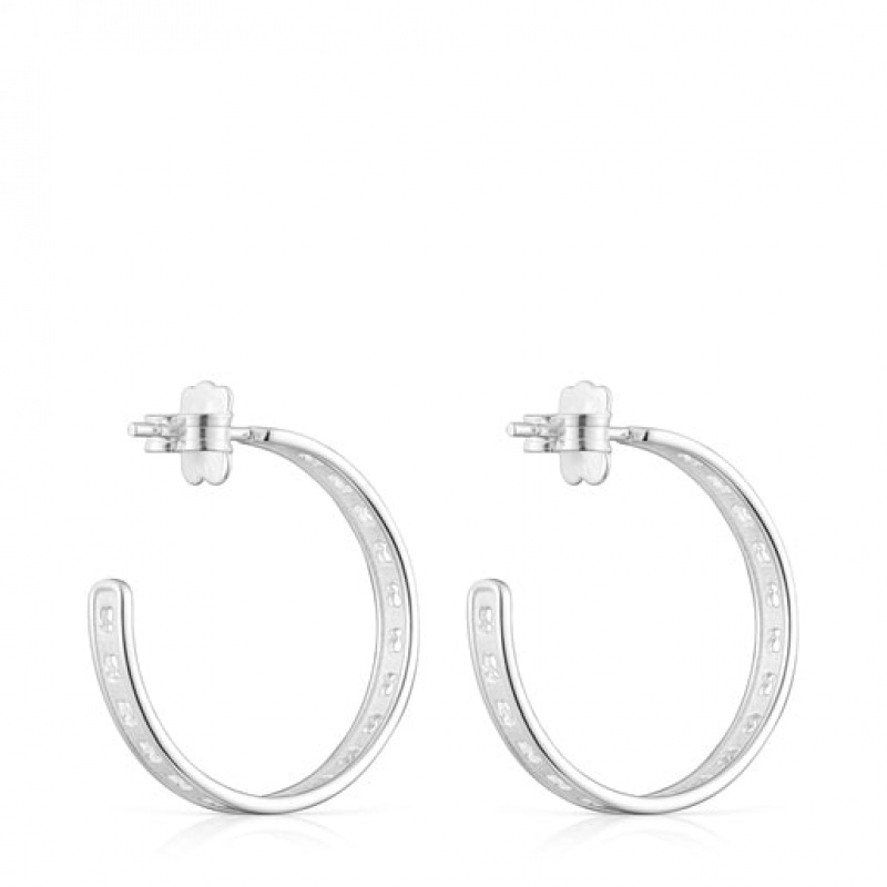 Tous Bear Row Hoop With Silhouette Ohrringe Silber | Österreich-VJUKQE321