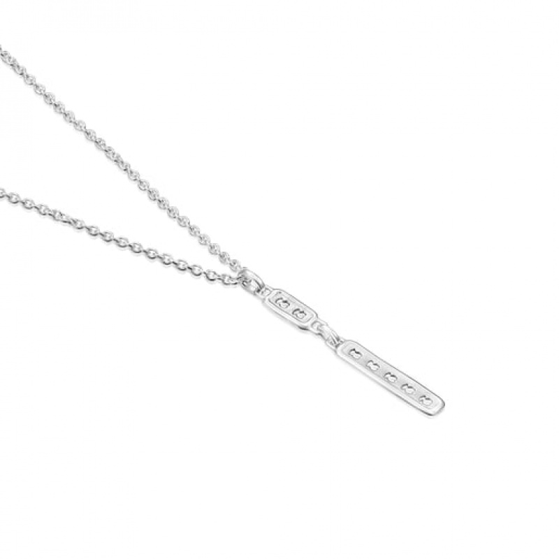 Tous Bear Row With Rectangular Plate Halskette Silber | Österreich-ETCHMI531