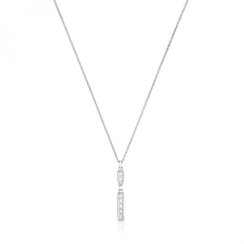 Tous Bear Row With Rectangular Plate Halskette Silber | Österreich-ETCHMI531