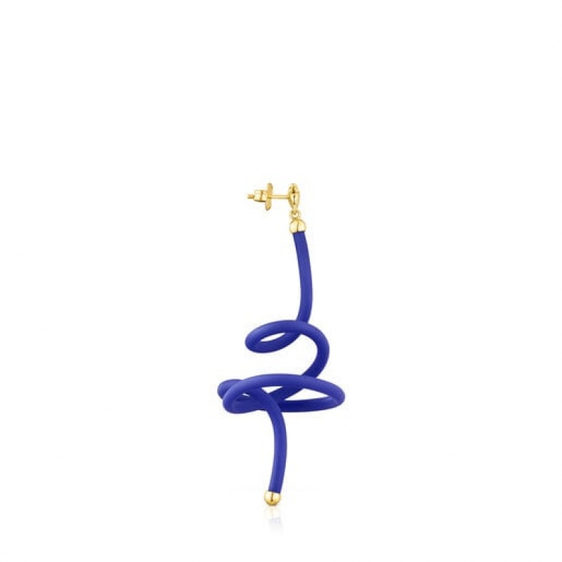 Tous Bear Spiral St Tropez Caucho 1/2 Ohrringe Gold Lila | Österreich-IKPXYD130