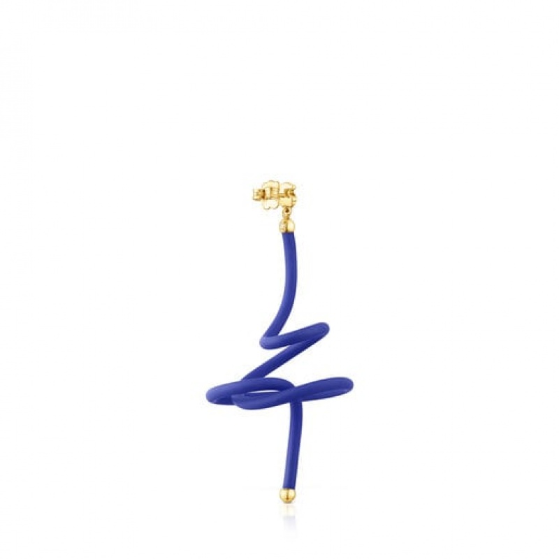 Tous Bear Spiral St Tropez Caucho 1/2 Ohrringe Gold Lila | Österreich-IKPXYD130