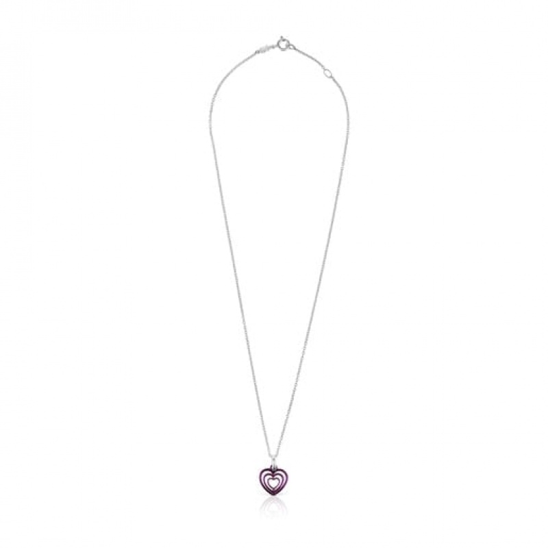 Tous Bickie Purple Steel Triple Heart Halskette Silber | Österreich-TNGYRC184