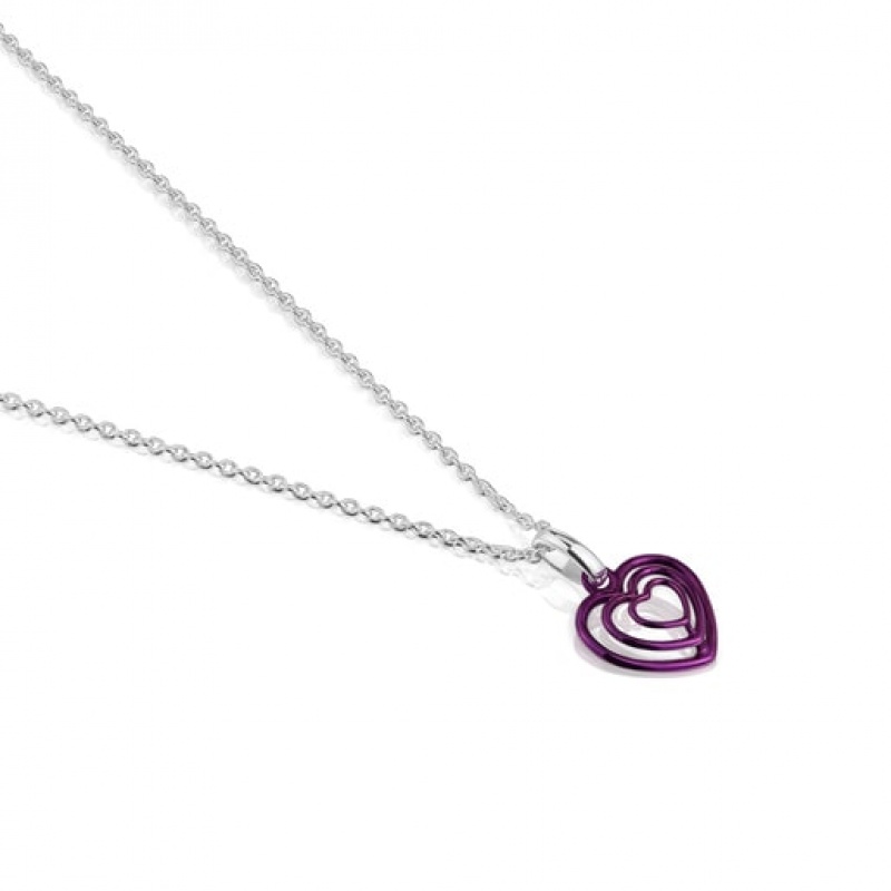 Tous Bickie Purple Steel Triple Heart Halskette Silber | Österreich-TNGYRC184