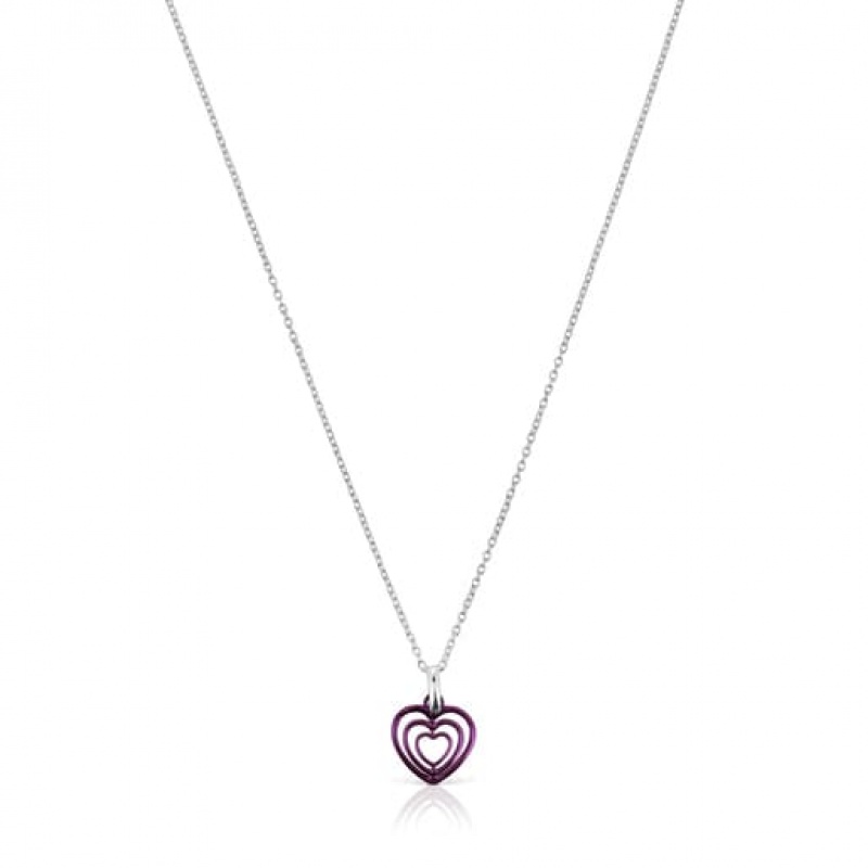 Tous Bickie Purple Steel Triple Heart Halskette Silber | Österreich-TNGYRC184