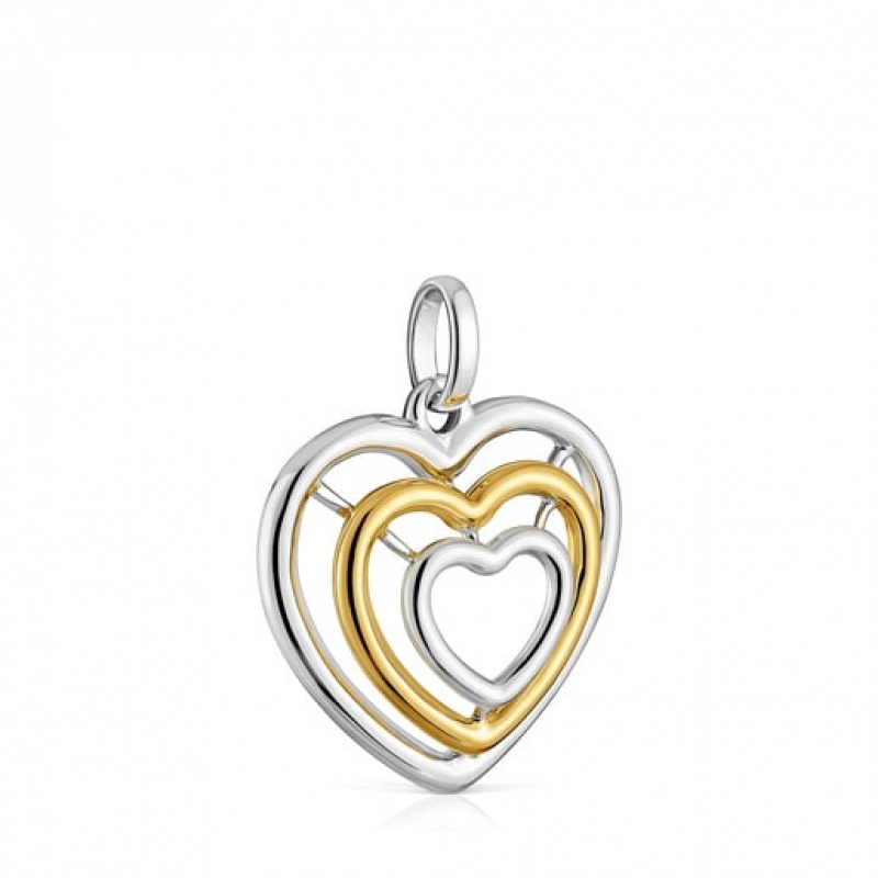 Tous Bickie Two-tone Triple Heart Anhänger Silber Gold | Österreich-TFEYDI158