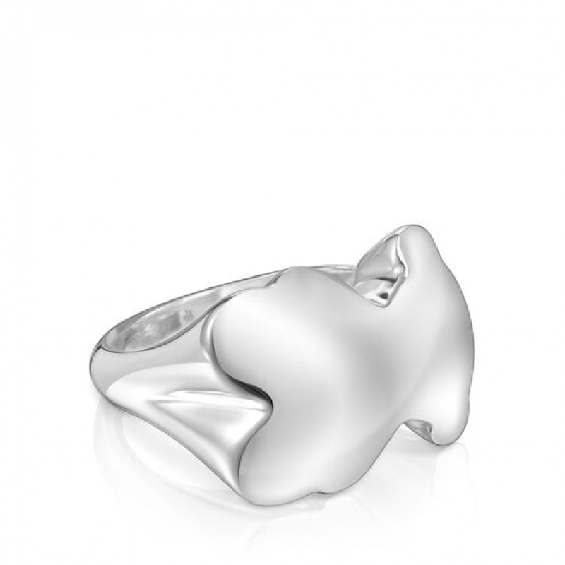 Tous Bold Motif Bear Signet Ring Silber | Österreich-TXNSOW706