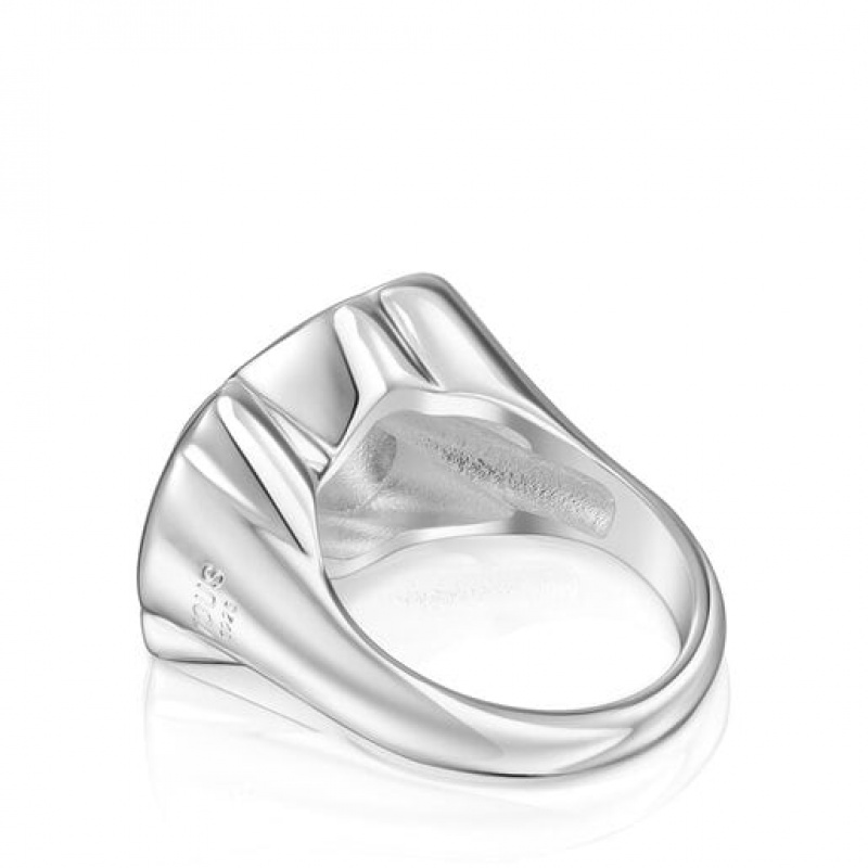Tous Bold Motif Bear Signet Ring Silber | Österreich-TXNSOW706