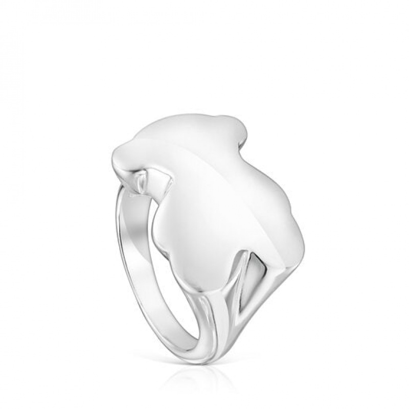 Tous Bold Motif Bear Signet Ring Silber | Österreich-TXNSOW706