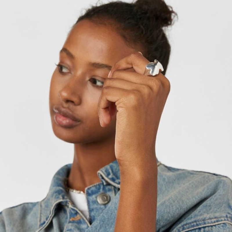 Tous Bold Motif Bear Signet Ring Silber | Österreich-TXNSOW706