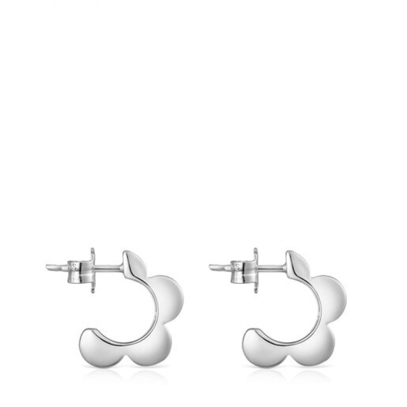 Tous Bold Motif Flower Hoop Ohrringe Silber | Österreich-QNSTFA279