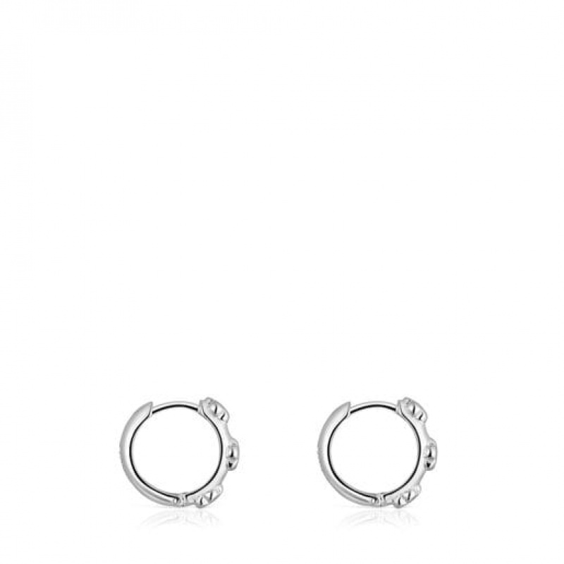 Tous Bold Motif Flower Motif Hoop Ohrringe Silber | Österreich-VYWACL398