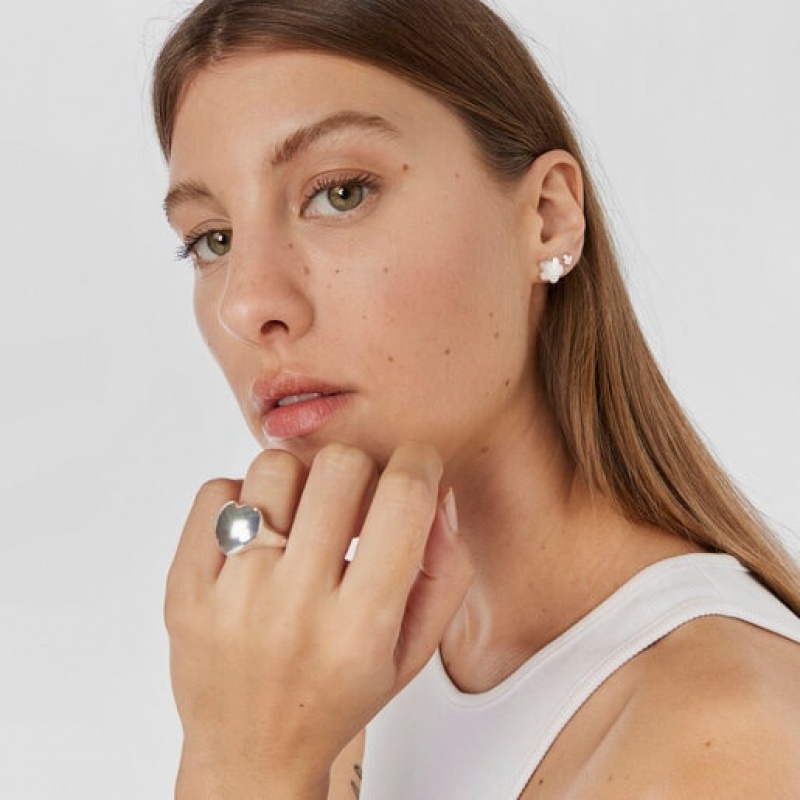 Tous Bold Motif Flower Ohrringe Silber | Österreich-JHTRGM498