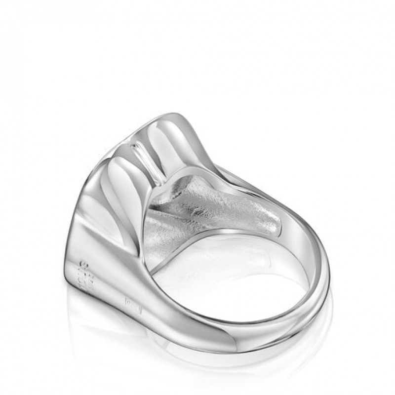 Tous Bold Motif Flower Signet Ring Silber | Österreich-NZSRVO584