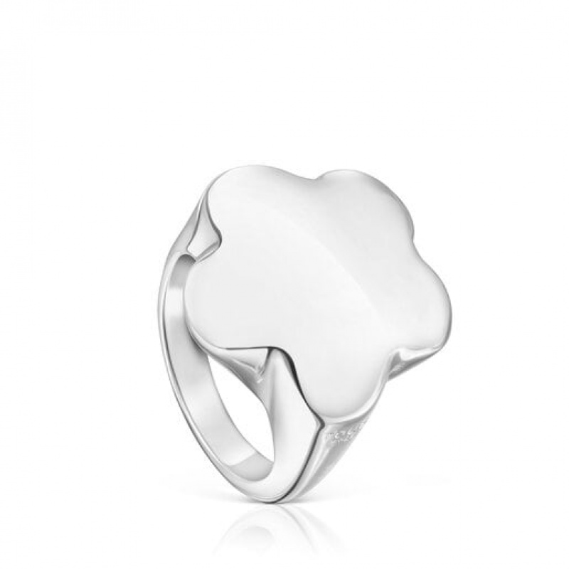 Tous Bold Motif Flower Signet Ring Silber | Österreich-NZSRVO584