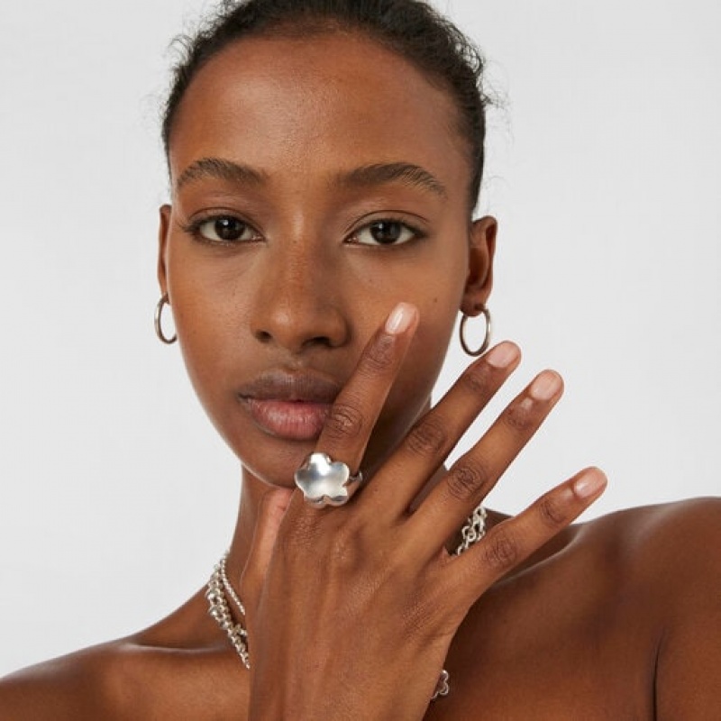 Tous Bold Motif Flower Signet Ring Silber | Österreich-NZSRVO584