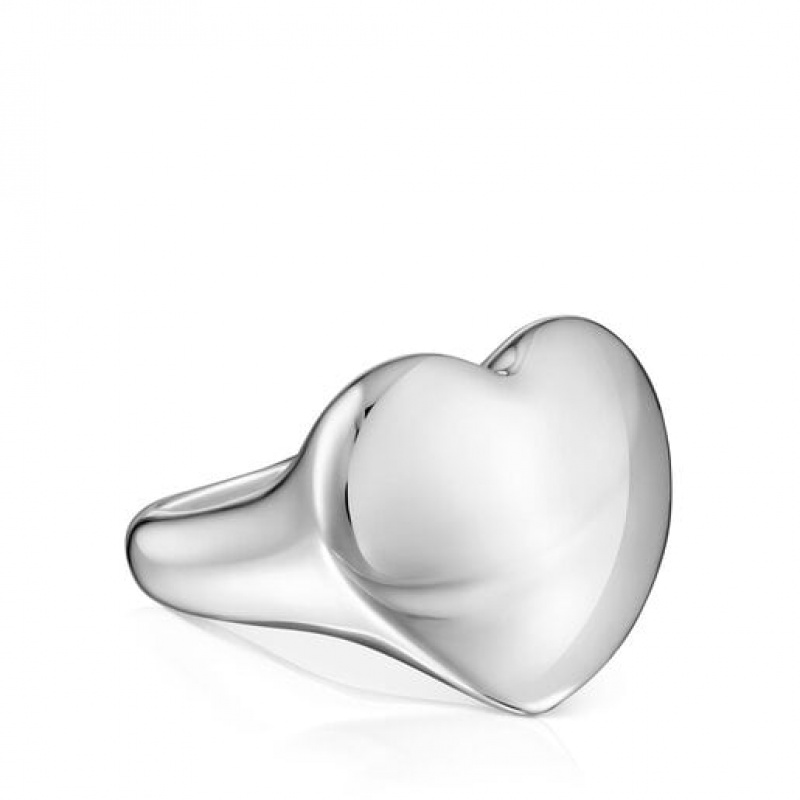 Tous Bold Motif Heart Signet Ring Silber | Österreich-CWFXEV209