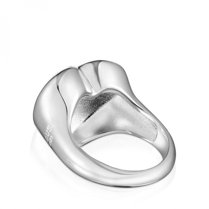 Tous Bold Motif Heart Signet Ring Silber | Österreich-CWFXEV209