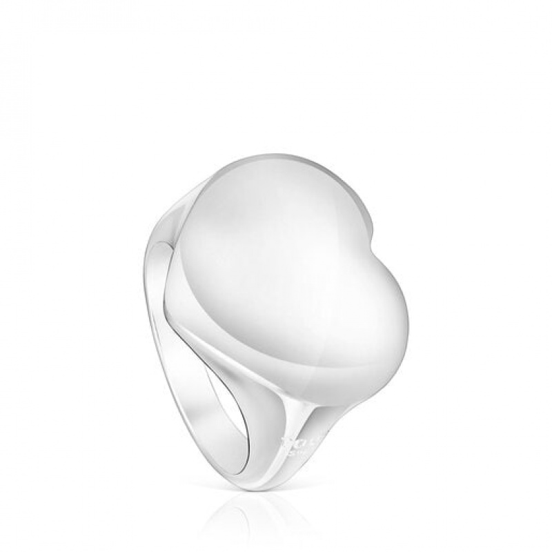 Tous Bold Motif Heart Signet Ring Silber | Österreich-CWFXEV209